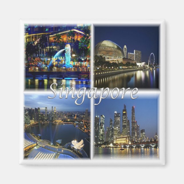 zSG004 SINGAPORE by night LEJON CITY, Asia, Fridge Magnet (Framsidan)