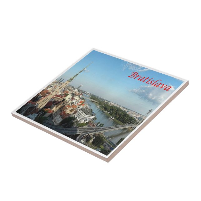 zSK006 BRATISLAVA, DANUBE, Slovakien, Europa Kakelplatta (Sidan)