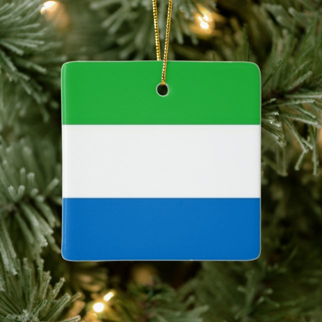 zSL001 SIERRA LEONE Flagga, Afrika Julgransprydnad Keramik (Träd)