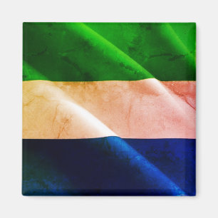 zSL002 SIERRA LEONE, Wave Flagga, Afrika, Fridge Magnet