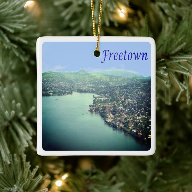 zSL004 FREETOWN, Panorama, Sierra Leone Julgransprydnad Keramik (Träd)