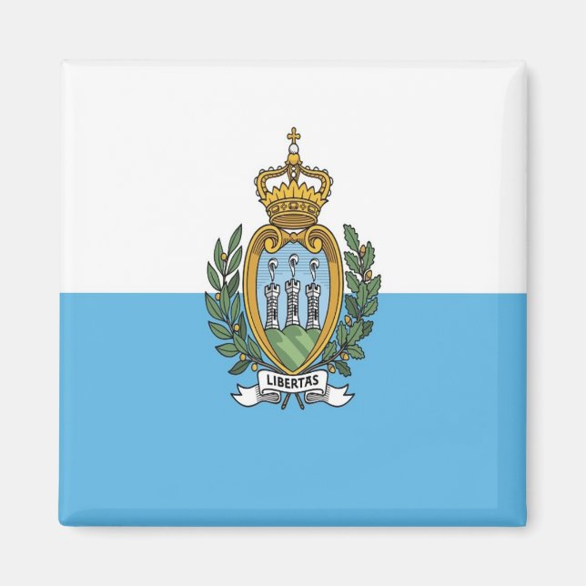 zSM001 SAN MARINO FLAGGA, Europa, Fridge Magnet (Framsidan)
