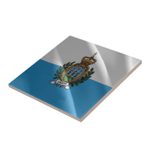 zSM002 SAN MARINO som väver FLAGGA, Europa, Kakelplatta