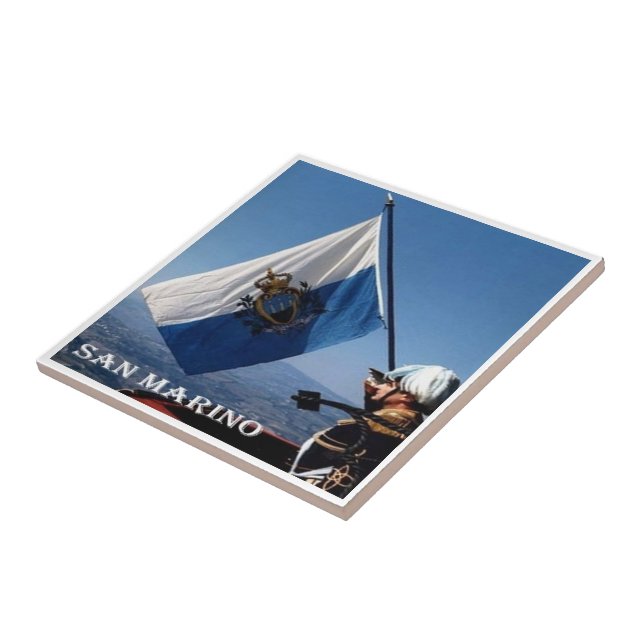 zSM008 GENDARME med flagga, San marino, Kakelplatta (Sidan)