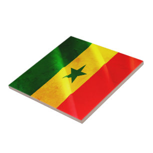 zSN002 SENEGAL, Wave-Flagga, Afrika, Fridge Kakelplatta