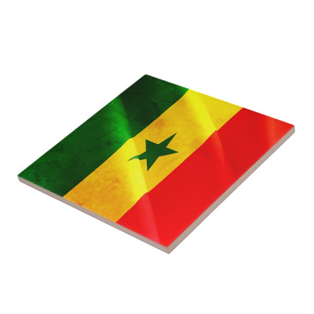 zSN002 SENEGAL, Wave-Flagga, Afrika, Fridge Kakelplatta (Sidan)