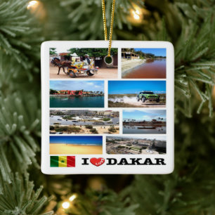 zSN013 DAKAR I Kärlek, Mosaic, Senegal Julgransprydnad Keramik