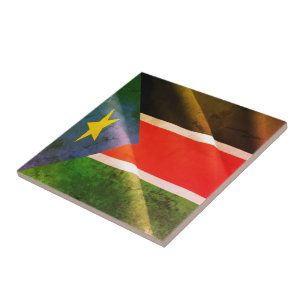 zSS002 SYDSUDAN, Wave Flagga, Afrika, Kakelplatta
