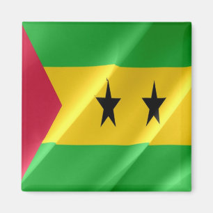 zST002 SAO TOME' and PRINCIPE, Wave Flagga, Fridge Magnet