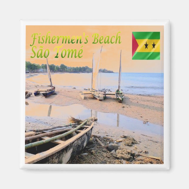 ZST005 SAO TOME', Fiskarnas strand, Afrika,Fridge Magnet (Framsidan)