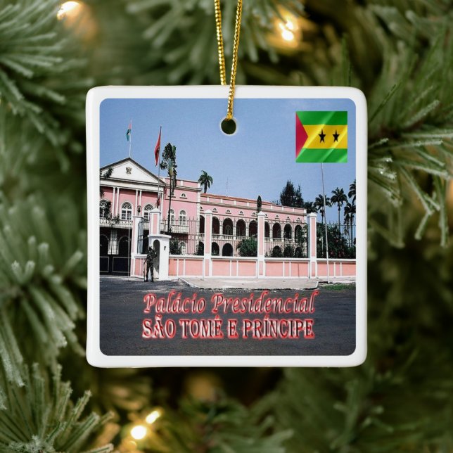zST006 SAO TOMè Presidential Palace Julgransprydnad Keramik (Träd)
