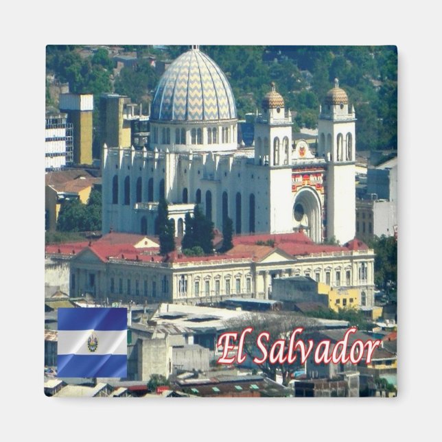 zSV005 EL SALVADOR, Cathedral, Amerika, Fridge Magnet (Framsidan)
