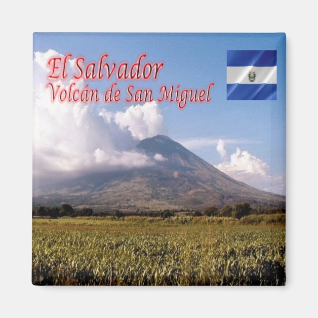 zSV008 EL SALVADOR, Volcano San Miguel, Fridge Magnet (Framsidan)