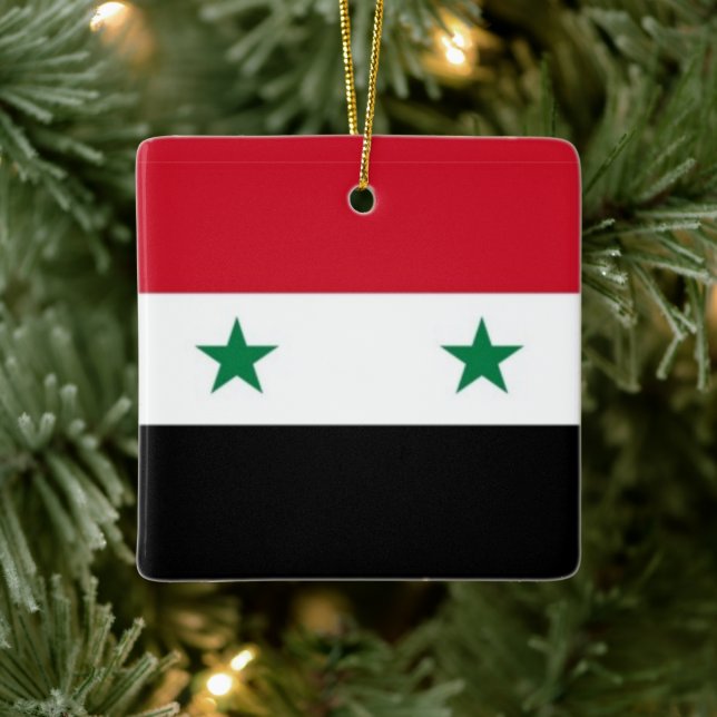 zSY001 Syriska FLAGGAN Syrien, Julgransprydnad Keramik (Träd)