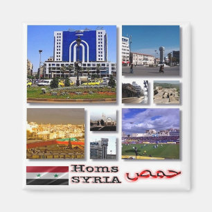 zSY006 kollage of HOMS Syria, Asia, Fridge Magnet