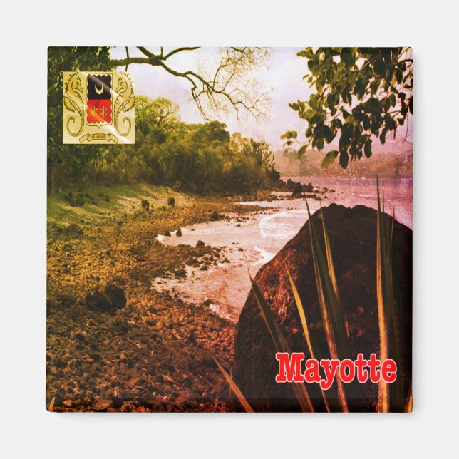 zT003 MAYOTTE, Beach, Afrika, Fridge Magnet (Framsidan)