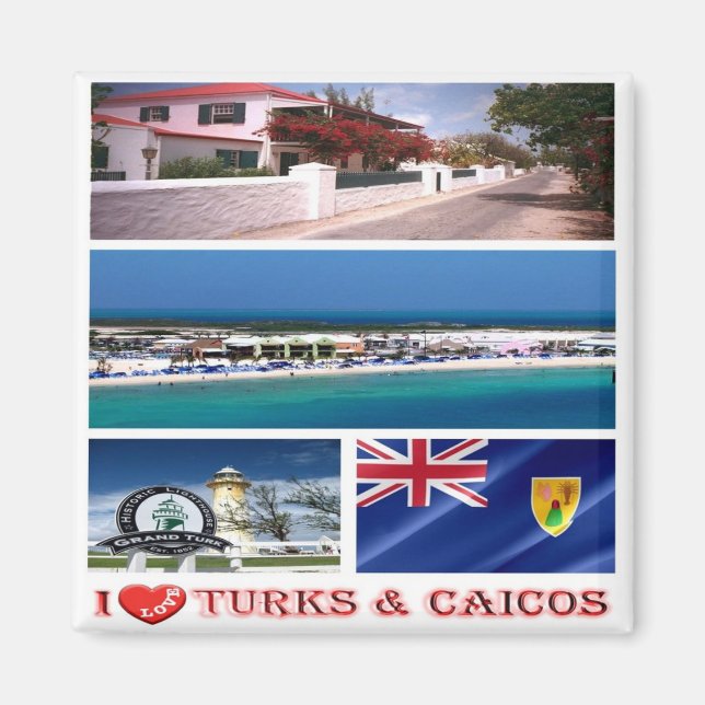 zTC003 TURKS- och CAICOS-öarna I Kärlek, Fridge Magnet (Framsidan)