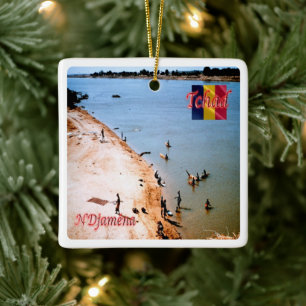zTD005 N'DJAMENA, Kusten-stranden Chari, Julgransprydnad Keramik