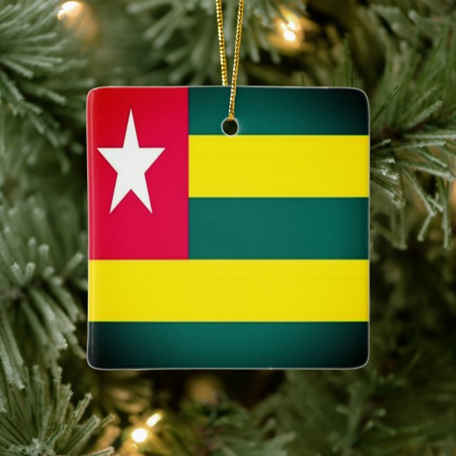 zTG001 TOGO Flagga, Afrika Julgransprydnad Keramik (Träd)