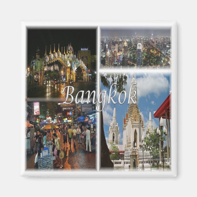 zTH008 mosaic of BANGKOK, Thailand, Asien, Fridge Magnet (Framsidan)