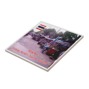 zTH013 RAYONG Evening Markets Klaeng, Thailand Kakelplatta