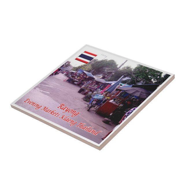 zTH013 RAYONG Evening Markets Klaeng, Thailand Kakelplatta (Sidan)
