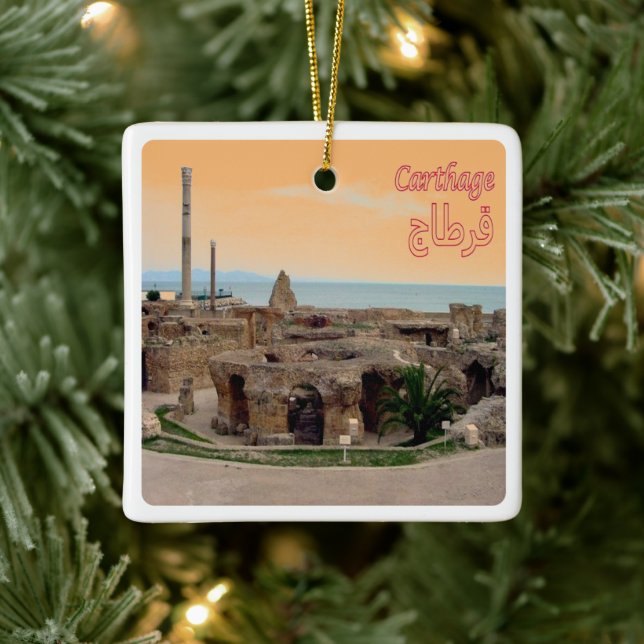 zTN005 CARTHAGE, Tunisien, Afrika Julgransprydnad Keramik (Träd)