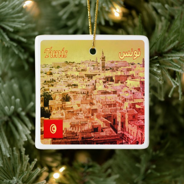 zTN013 TUNIS, Tunisien, Afrika Julgransprydnad Keramik (Träd)