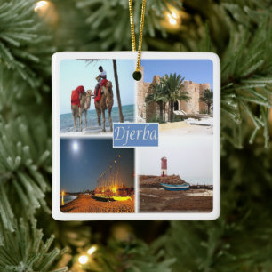 zTN017 DJERBA, Mosaic, Tunisien, Afrika Julgransprydnad Keramik