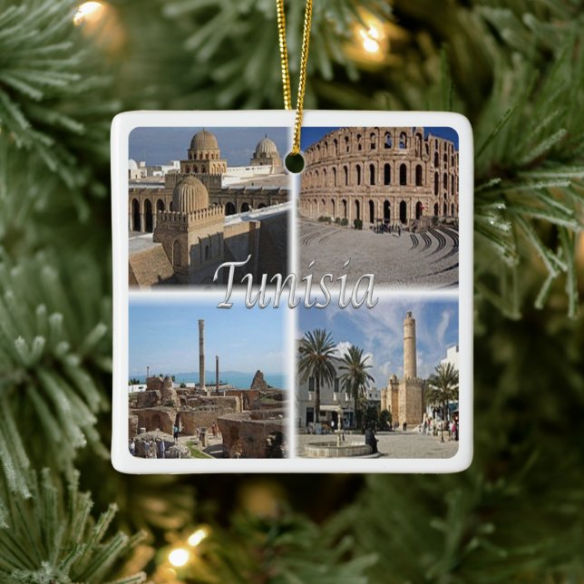 zTN018 TUNISIA, Mosaic, Afrika Julgransprydnad Keramik (Träd)