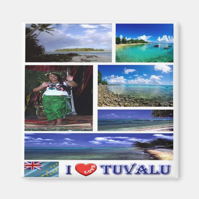 zTV003 TUVALU I KÄRLEK, Mosaic, Oceanien, Fridge Magnet (Framsidan)
