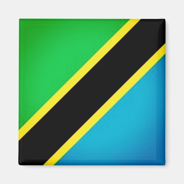 zTZ001 TANZANIA, Flagga, Afrika, Fridge Magnet (Framsidan)