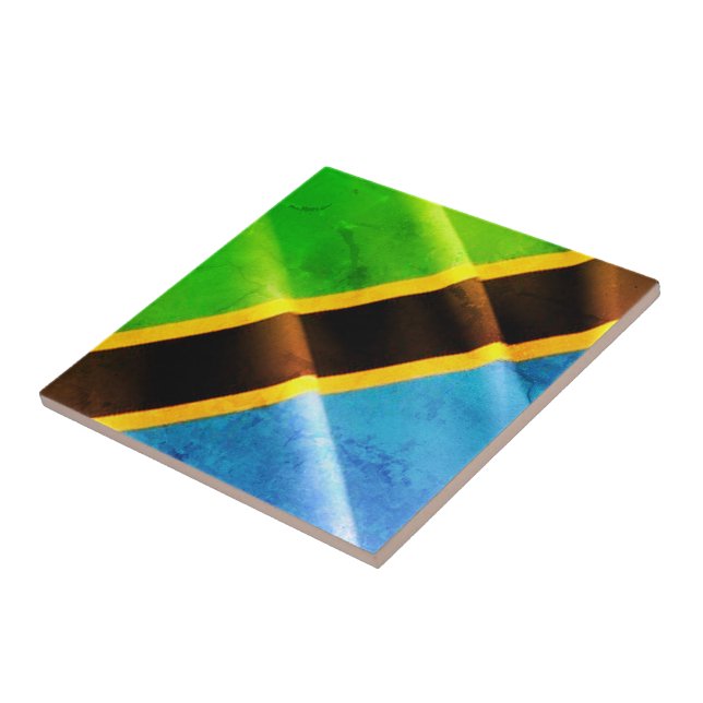 zTZ002 TANZANIA, Wave Flagga, Afrika Kakelplatta (Sidan)