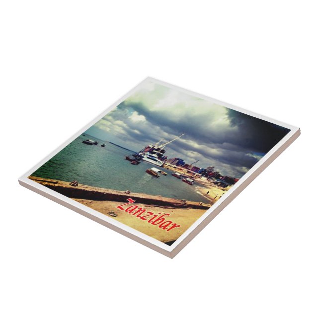 zTZ007 ZANZIBAR, Ferry Docked, Tanzania Kakelplatta (Sidan)