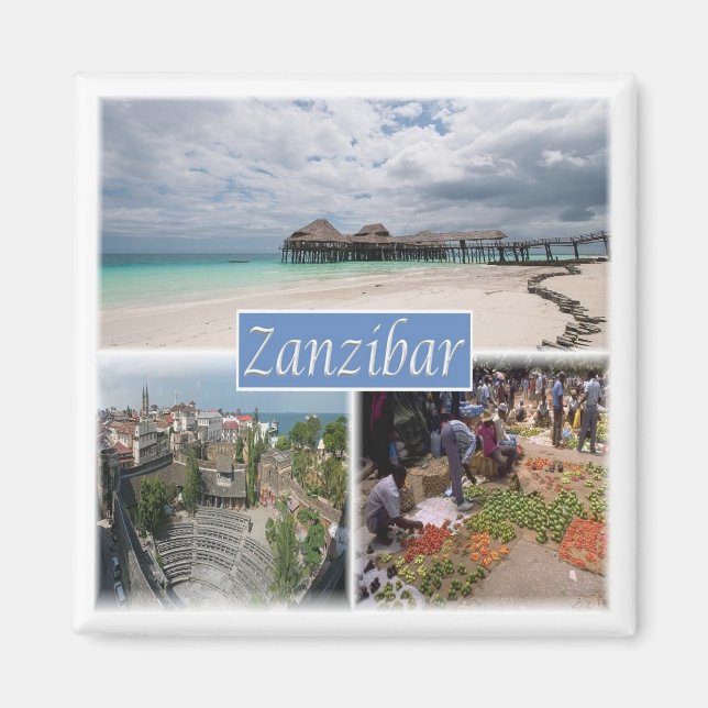 zTZ017 ZANZIBAR, Mosaic, Tanzania, Afrika, Fridge Magnet (Framsidan)