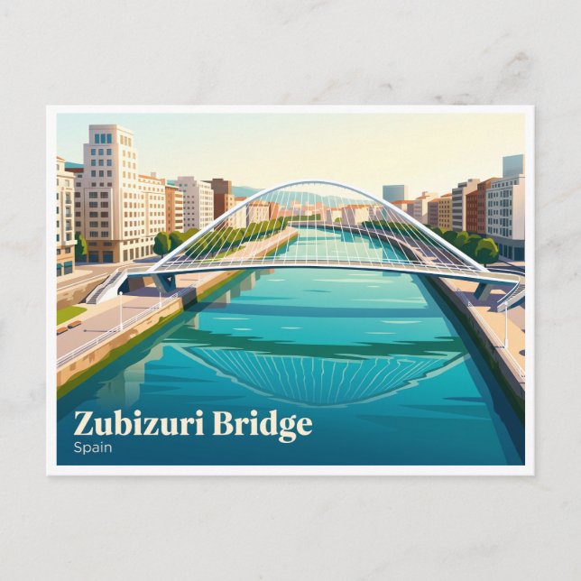 Zubizuri Bridge Bilbao Spanien Vykort (Framsida)