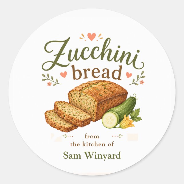Zucchini Bröd Hemlagad Bakning Etikett (Framsida)