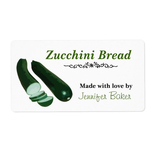 Zucchini Food Labels Fraktsedel (Framsidan)