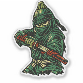Zucchini Shadow Strike — Vintage Retro Ninja Strid Klistermärken