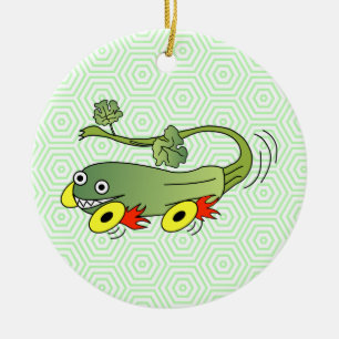 Zucchini Tävling Car Julgransprydnad Keramik