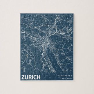 Züch Minimalist City Karta Line Art i Blue Pussel