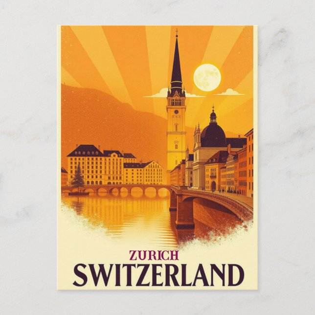 Züch Schweiz Vintage resor Art Vykort (Framsida)
