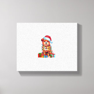 Zuchon Hund Fula Xmas Ljus Santa Hatt Zuchon Hund Canvastryck
