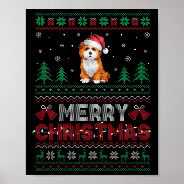 Zuchon-Hundälskarna Santa Hat Julgran Ljus Poster (Framsidan)