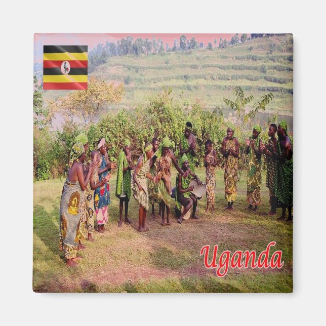 zUG003 UGANDA, Batwa, Afrika, Fridge Magnet (Framsidan)