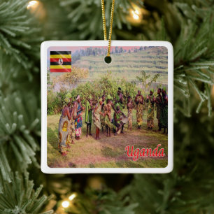 zUG003 UGANDA, Batwa, Afrika, Julgransprydnad Keramik