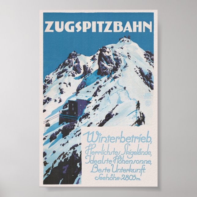 Zugspitzbahn Vintage Affisch 1927 (Framsidan)