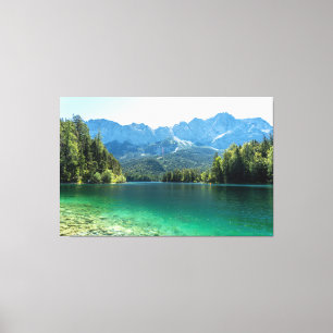 Zugspitze Mountain och Sjö Eibsee Bavaria Canvastryck