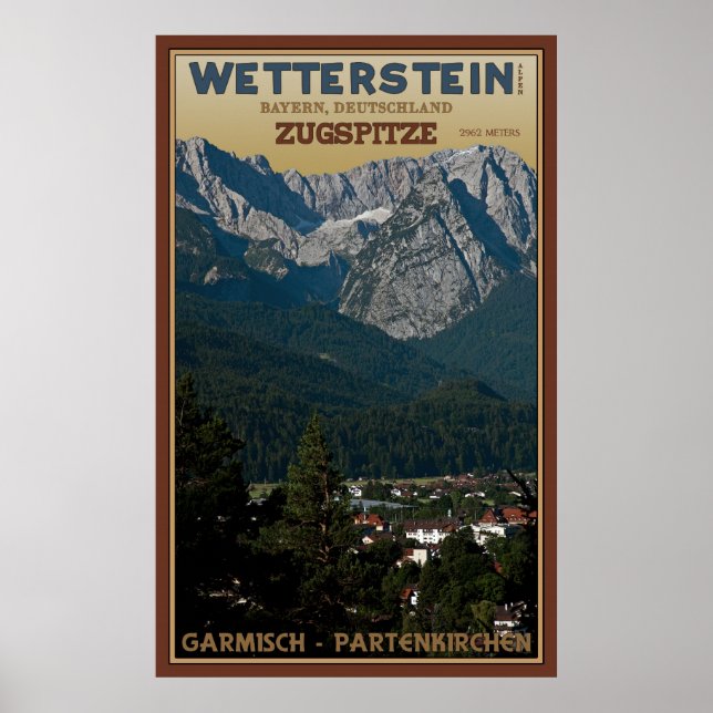 Zugspitze ovanför Garmisch-Partenkirchen Poster (Framsidan)