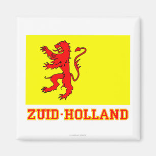 Zuid-Holland flagga med namn Magnet